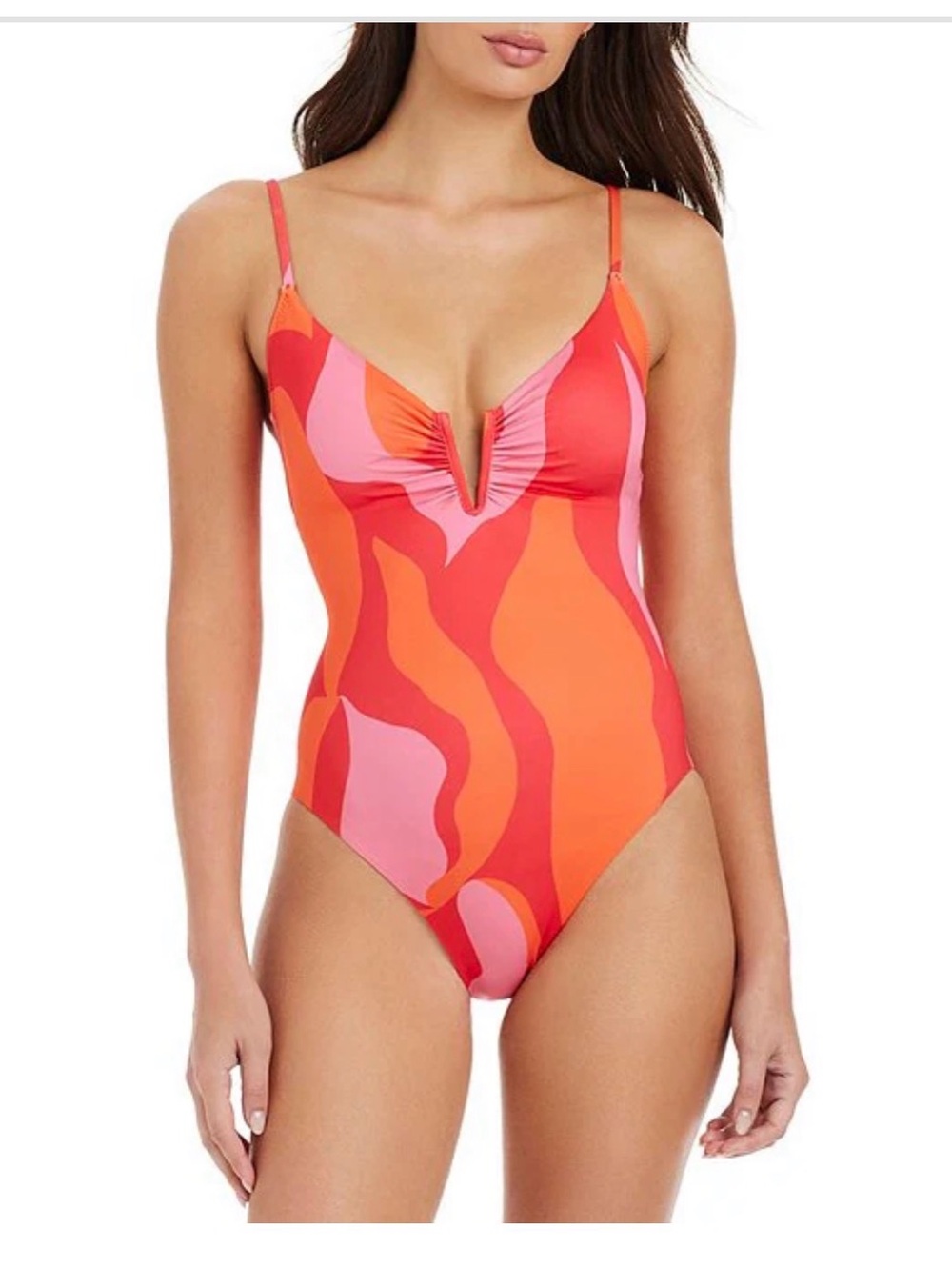 NWT Sanctuary Women's Heat Wave V-Wire Tie Back One‑Piece Swimsuit- M